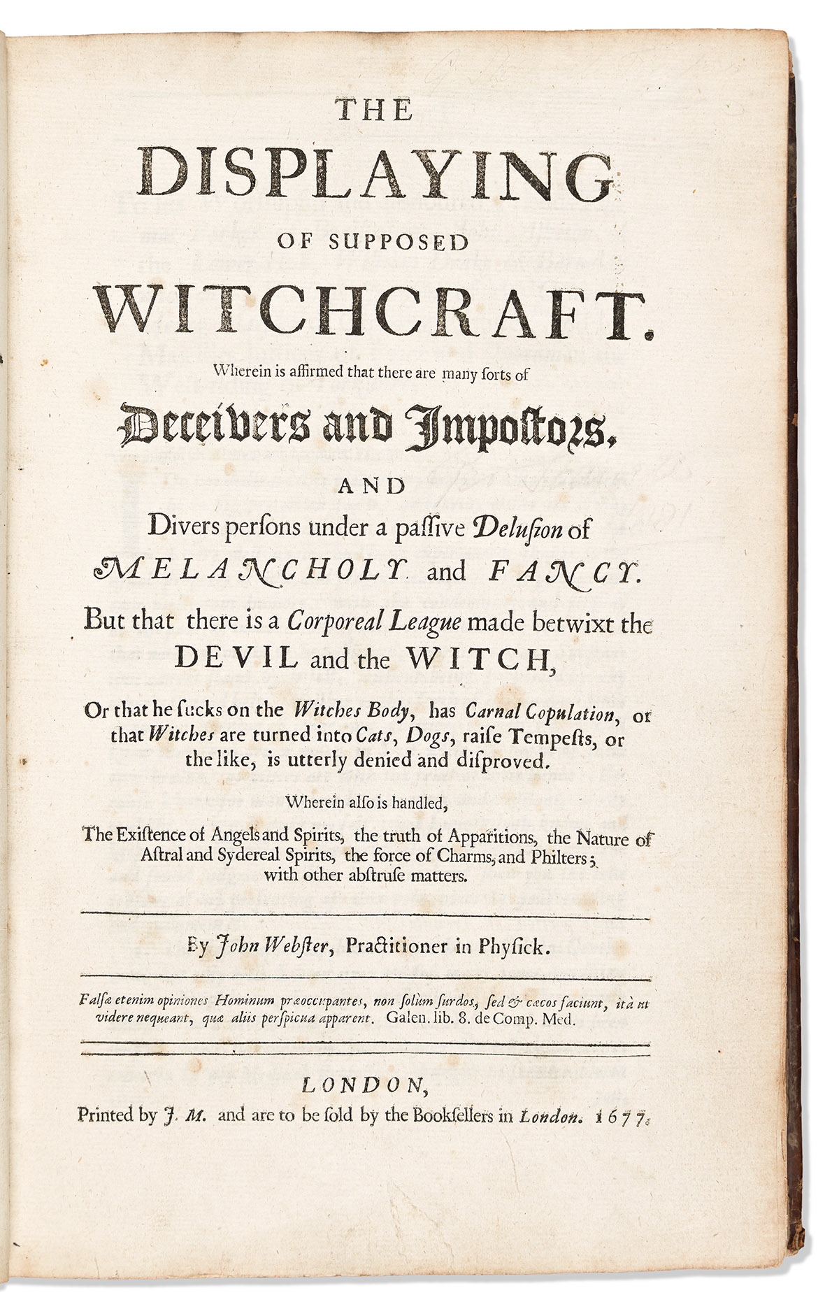 Webster, John (1610-1682) The Displaying of Supposed Witchcraft.